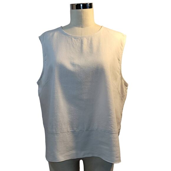 Charlie Paige Linen Blend Button Back Sleeveless Top Size XL Beige Minimalist - Picture 1 of 9